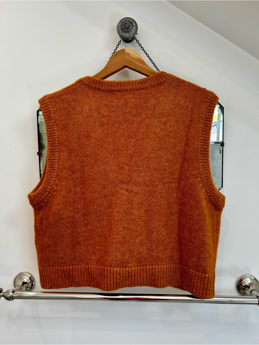 NWT Sezane Maxime sweater vest ochre mustard orange knit vest - Picture 8 of 9